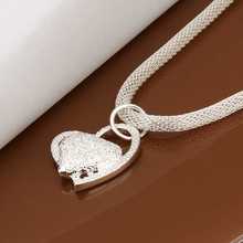 Hot Sale Free Shipping 925 Silver Necklace Fashion Sterling Silver Jewelry Inlaid Stone Heart Necklace SMTN270