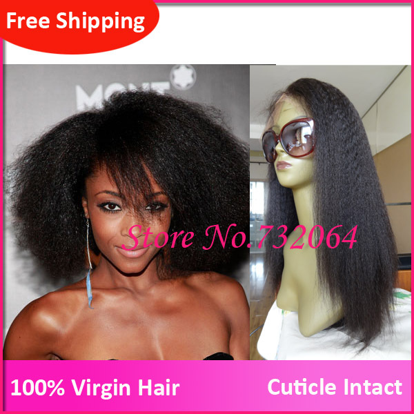 Stock Unprocessed Virgin Brazilian Natrural Hair Kinky Straight Full Lace Front Wigs African 