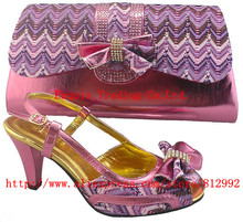 Free shipping!lady Italian matching shoe and bag set for wedding and party in wholesale, 1308-7 pink,size 38-42.