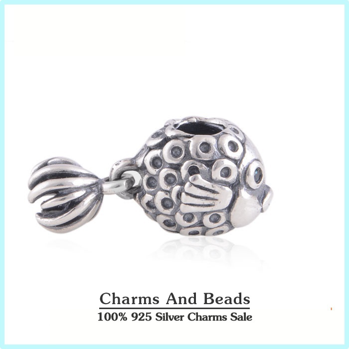 European Gold Fish 925 Sterling Silver Thread Charm Beads With Sky Blue Crystal Eye Fits Pandora