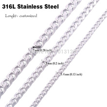 Wholesale 10 pcs lot 5mm 60cm flat 316L stainless steel chain necklace platinum plated fashion jewelry