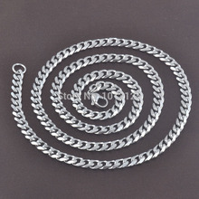 Wholesale 10 pcs lot 5mm 60cm flat 316L stainless steel chain necklace platinum plated fashion jewelry