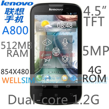 Original Lenovo A800 Multi language Mobile phone 4 5TFT 854x480 Dualcore1 2G 512MB RAM 4G ROM