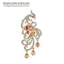 Neoglory 2015 New Arrive Wedding Phoenix Brooches Bridal Zircon Broach Costume Jewelry Designer Women Accessories Gifts