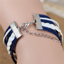 Free shipping Fashion Vintage Infinity Anchor Hook Artificial Leather Bracelet Men Women Bracelets Bangles Jewelry