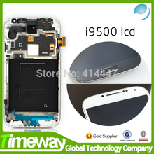 Original For Samsung Galaxy S4 I9500 Lcd display Touch Screen Digitizer+Frame Assembly White or Blue Color Free Shipping