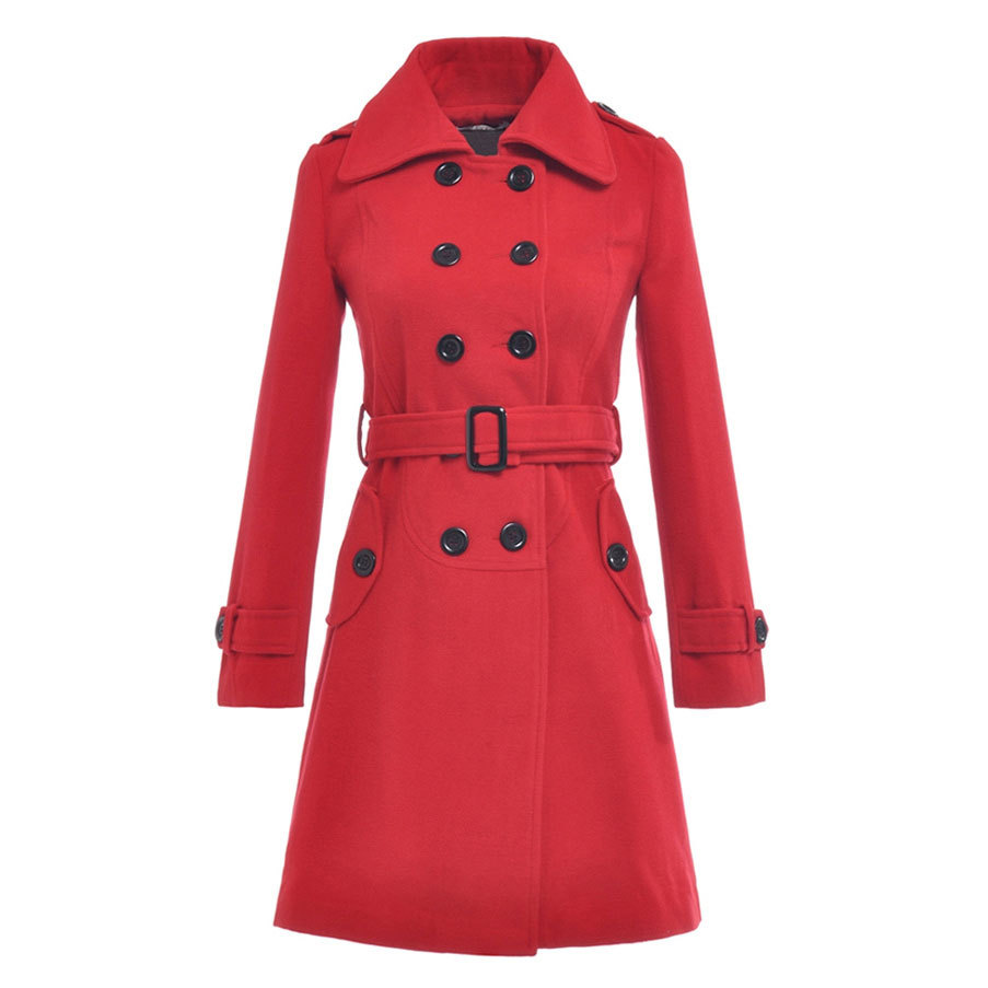Красное драповое пальто