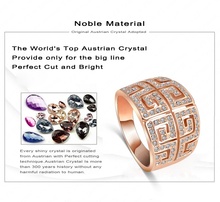 LZESHINE Brand Ring Vintage Retro Letter G Ring 18K Rose Gold Plated SWA Elements Austrian Crystal