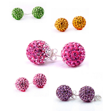 Brand Fashion Earrings 2014 Piercing Bijoux Mix Color Micro Disco Ball Earring Studs Clay CZ Crystal