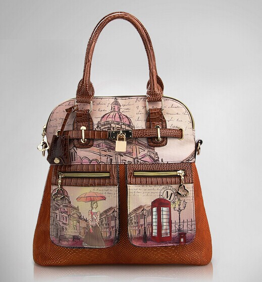 2014 new women messenger bag vintage oil painting bags fashion women shoulder bag women handbag PU