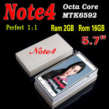 Free Shipping Perfect N9100 Note 4 Phone MTK6592 Note4 MTK6592 Octa Core Ram 2GB Android 4.4 Smartphone
