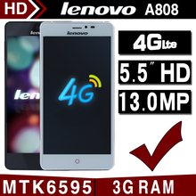 Original Lenovo A808 Phone 5.5″ 1920*1080 IPS Android 4.4 MTK6595 Octa Core Cell Phones 3G RAM 16G ROM 4G LTE GPS mobile Phone