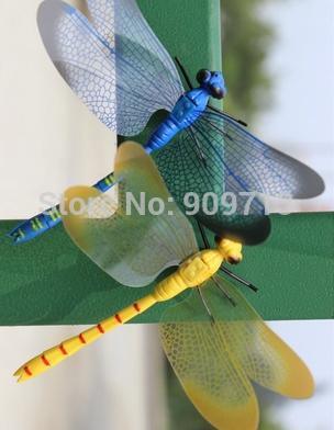 Free Shipping! 9CM Deep yellow Simulation Dragonfly\Fridge Magnet Sticker\refrigerator magnet adornment \DIY Educational Toy(China (Mainland))
