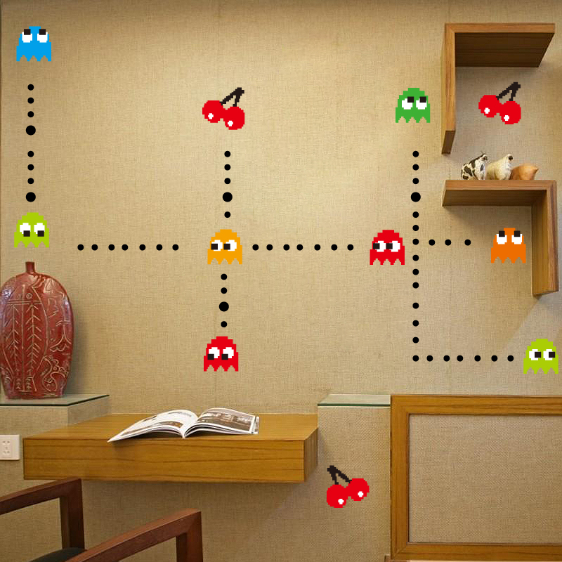 Funlife Pac Man Pac Man Removable Peel N Stick Wall Decal Classic Arcade Vedio Game DIY