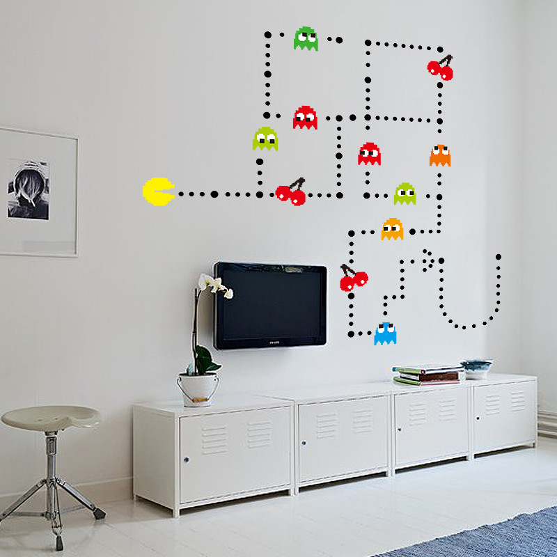 Funlife Pac Man Pac Man Removable Peel N Stick Wall Decal Classic Arcade Vedio Game DIY