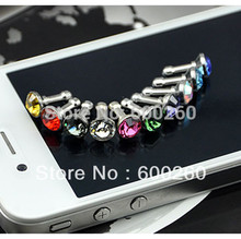 Free shipping Diamond Anti Dust 3.5mm Earphone Jack Plug Stopper for iPhone 4 4S Galaxy  #8325