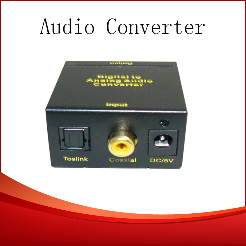 New Digital Optical Coax Coaxial Toslink to RCA Analog Audio AUX Converter Free Shipping DHL 10pcs/lot