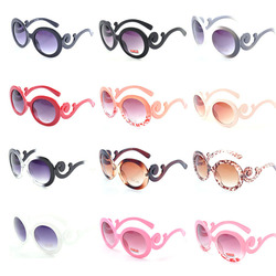 Free Shipping New Arrival Designer Inspired Round High Fashion Sunglasses Women Baroque Swirl Arms Retail Sunglasses #3013(China (Mainland))