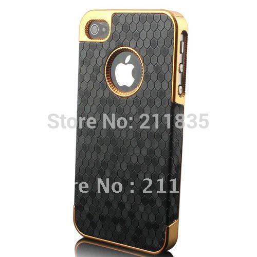 Ultra Slim Platinum Design Hard Case For iPhone 4S 4 Luxury Phone Cover Accessory Free Gift
