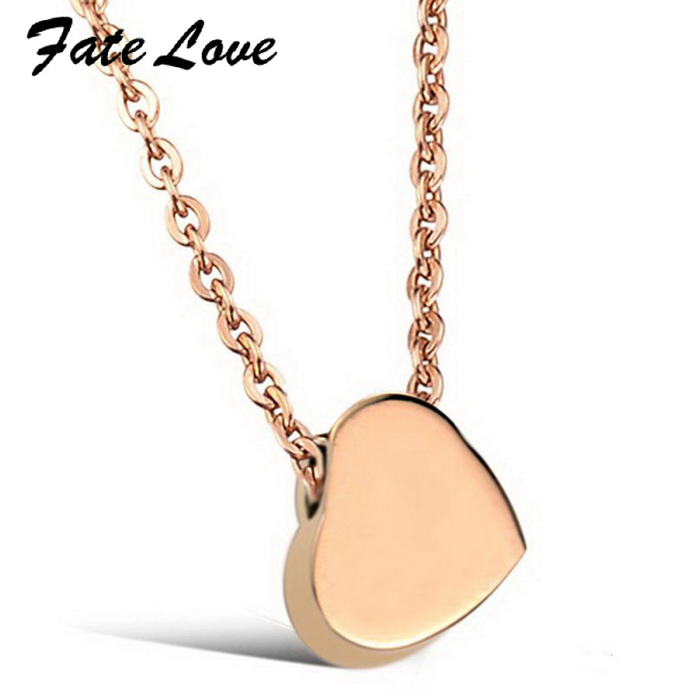 2014 New Fashion Fashion jewelry brand new rose gold love titanium steel necklace gx775
