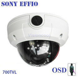 2.8-12mm Lens varifocal 700 tvl CCD Vandal-Proof IR Color Security Dome Camera outdoor IR 70FT(China (Mainland))