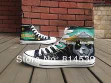 Pandaria High Top Sneaker Hand Painted Shoes Fashion Canvas Sneakers for Men Women