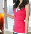 ladies cotton tank button all-match basic spaghetti strap vest tank top T-shirt candy color free shipping A1099
