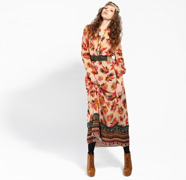 ... Summer-Beach-Dress-Loose-knee-length-Boho-Maxi-Dress-Long-Sleeve