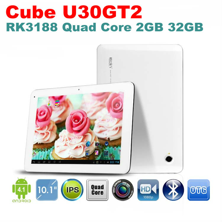 In Stock Cube U30GT2 RK3188 Quad Core 1.8GHz 10.1" FHD IPS Retina Screen 2GB RAM 32GB ROM HDMI Bluetooth Camera 5.0MP Tablet PC(China (Mainland))
