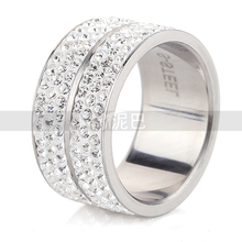 Wholesale High Quality Classic Platinum Plated  Crystal Jewelry  Wedding Ring FREE SHIPPING!