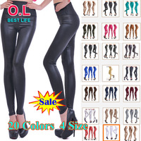 Newest Sexy Women Faux Leather High Waist Stretch Leggings Juniors Pants XS S M L 20 Colors #OL002