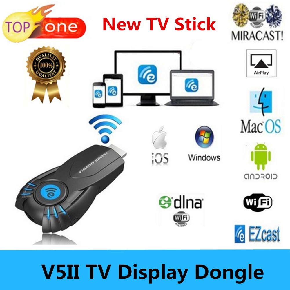 VSMART V5ii New tv stick ezcast DLNA Miracast airpaly TV dongle for smart phone laptop window pc Football Match as chromecast