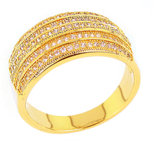 New Fashion Gold Plated Men and Women Ring Deluxe Round Shape Setting AAA Zirconia Lovers Engagement