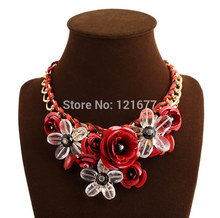17 Colors CHOKER NECKLACES Fashion Flower Jewelry Chunky Statement 2015 Multicolor Cotton Rope Collares For Women