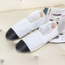 Leather Flats Perforated Net Leather Cap Toe flat shoes