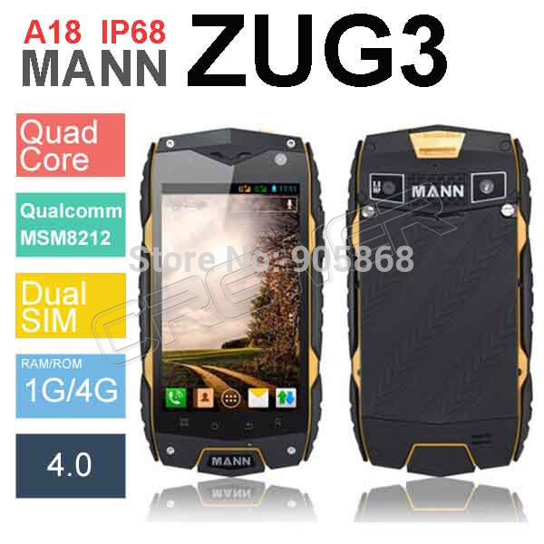 Original Mann ZUG3 A18 Qualcomm Quad Core 1GB RAM 4G ROM IP68 Waterproof Shockproof Android 4
