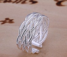 Sterling Silver jewerly 925 silver Ring Fine Fashion opening Small Net Weaving Silver Jewelry rings for