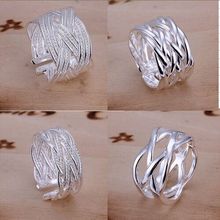 Sterling Silver jewerly 925 silver Ring Fine Fashion opening Small Net Weaving Silver Jewelry rings for