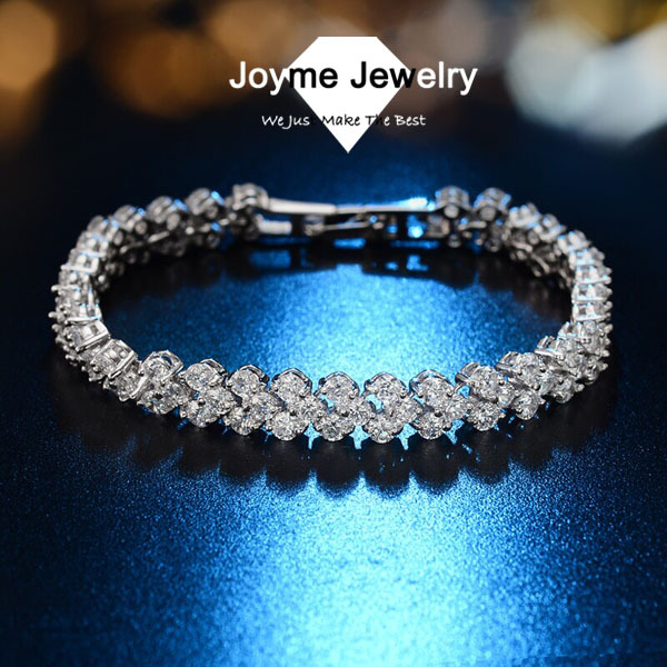 Joyme Brand New Hot Clear Zirconia Crystal Platinum Plated Bracelets Bangles Roma Bracelet For Women Fashion
