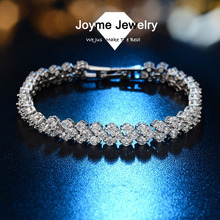 Joyme brand 2014 hot sale 9 styles fashion women luxury Jewelry Rose Gold Plated Cubic Zirconia Crystal Bracelets & Bangles