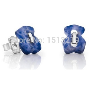 To us bear Fashion earring Agate sterling silver jewelry Natural crystal Holiday gift Freeshipping oso