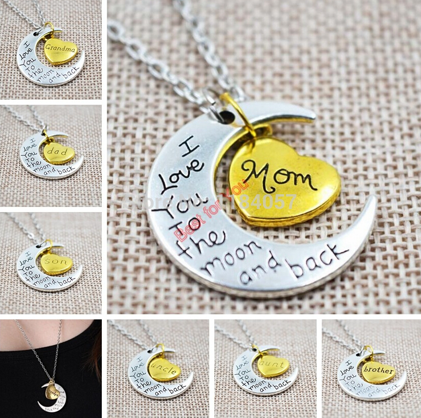 Mom Gift I Love You to the Moon and Back Mom Chains Necklace New Fashion Charms