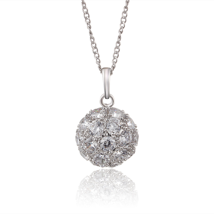 Ball-Pendant-Necklace-for-Women-White-Gold-Plated-Necklaces-Pendants ...