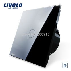 Free Shipping, Livolo EU Standard Dimmer Switch, Black Crystal Glass Panel, 110~250V Wall Light Touch Dimmer Switch,VL-C701D-12(China (Mainland))
