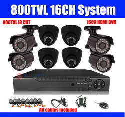 16ch CCTV System 8pcs 480TVL Waterproof IR Cameras 16ch Security Camera System DVR Kit Cables and power supply, CMS Network in(China (Mainland))