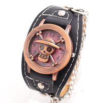 christmas holiday sale Wholesale wristwatches Cool Skull with Cover Design Leather Watch men TOP quality MEIS001