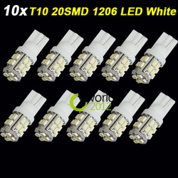 10X T10 W5W 20 SMD LED 1206 Car Side Wedge Light Bulb 194 927 161 168 White(China (Mainland))