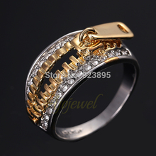 Free Shipping 2013 NEW SEX MEN’S Jewelry ,18K White Gold Plated Golden Zipper Punk Ring For MEN