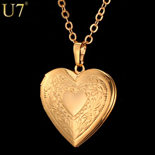 Romantic Heart Necklaces & Pendants For Women 18K Real Gold Plated Floating Locket Pendant Necklace Jewelry FREE SHIPPING P318