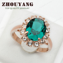 Top Quality 18K Gold Plated Emerald Finger Rings Elegant Brand Jewelry CZ Diamond Austrian Crystal For